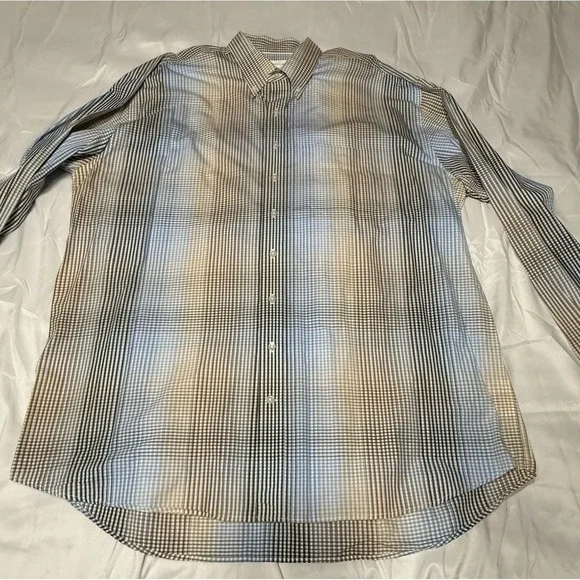 Cutter & Buck Check Dress Shirt Button Down Tan White Gold 2XLT 100% Cotton - Picture 5 of 14